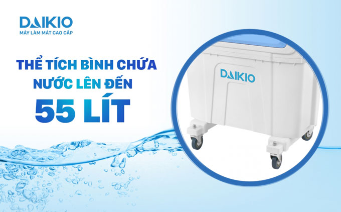 Máy làm mát không khí Daikio DK 5000B chứa 55 lít nước
