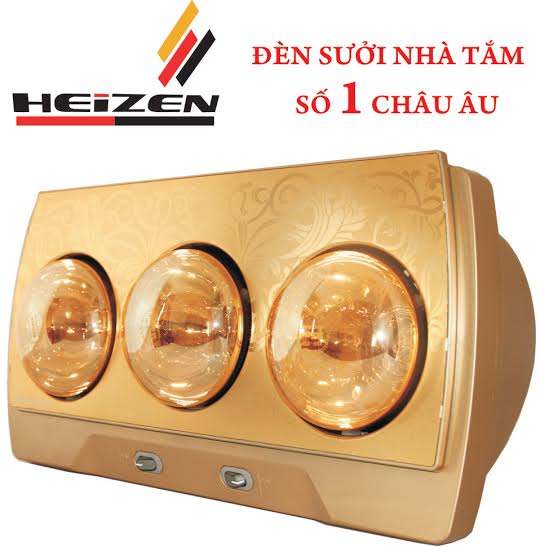 Đèn sưởi nhà tắm Heizen HE-3B 3 bóng mạ vàng giảm chói chính hãng giá trung hàng tốt công nghệ của Đức