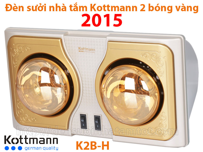 Đèn sưởi nhà tắm Kottmann K2B-H 2 bóng mạ vàng