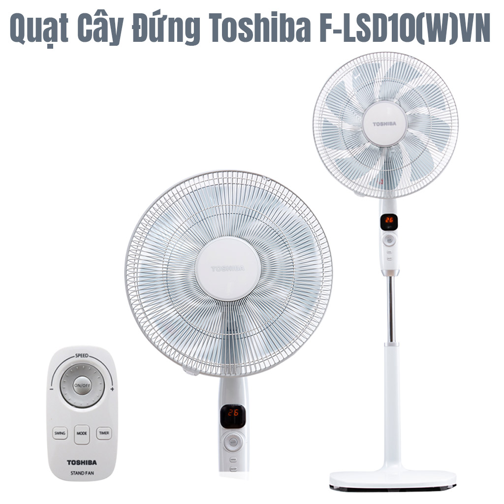 Quạt cây đứng Toshiba F-LSD10(W)VN 9 cánh có điều khiển từ xa