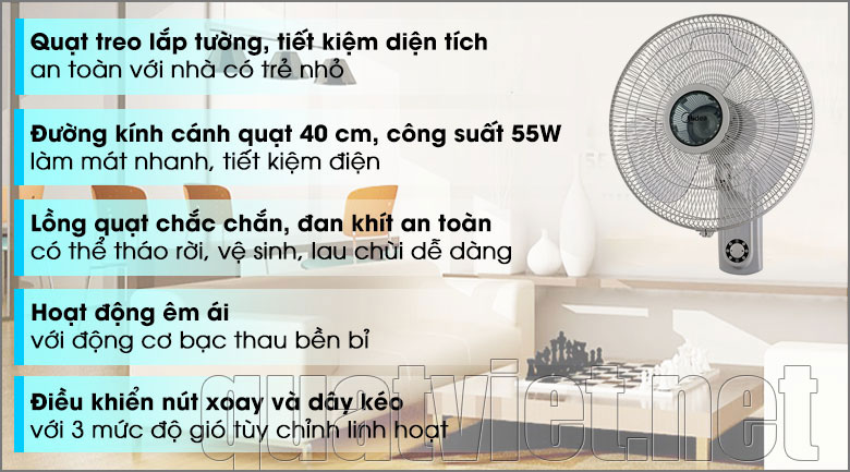 Quạt treo tường Midea FW40-6H ưu điểm