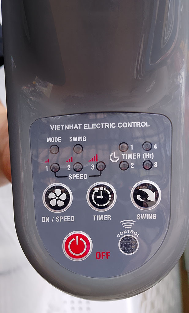Vùng điều khiển của quạt treo tường Tico TĐK400