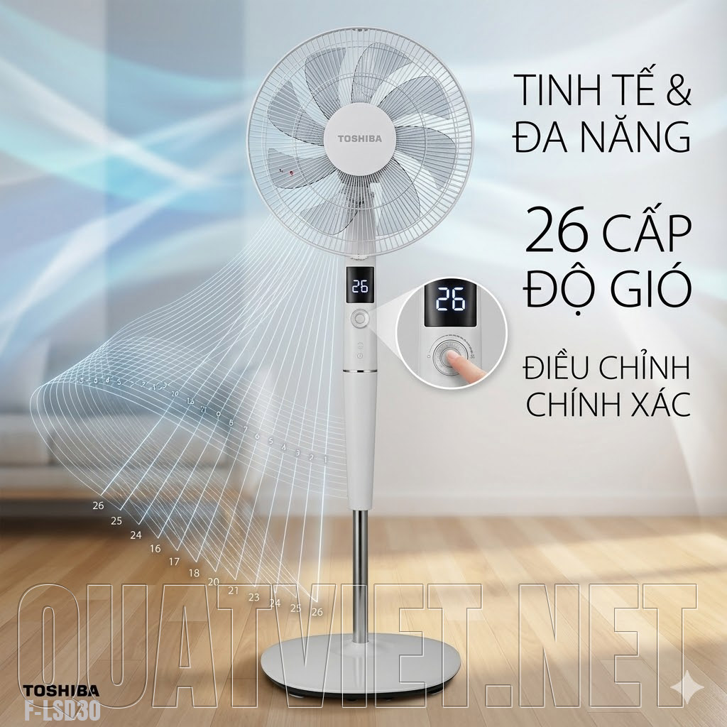 26 cấp độ gió của quạt cây đứng Toshiba F - LSD30(W)VN