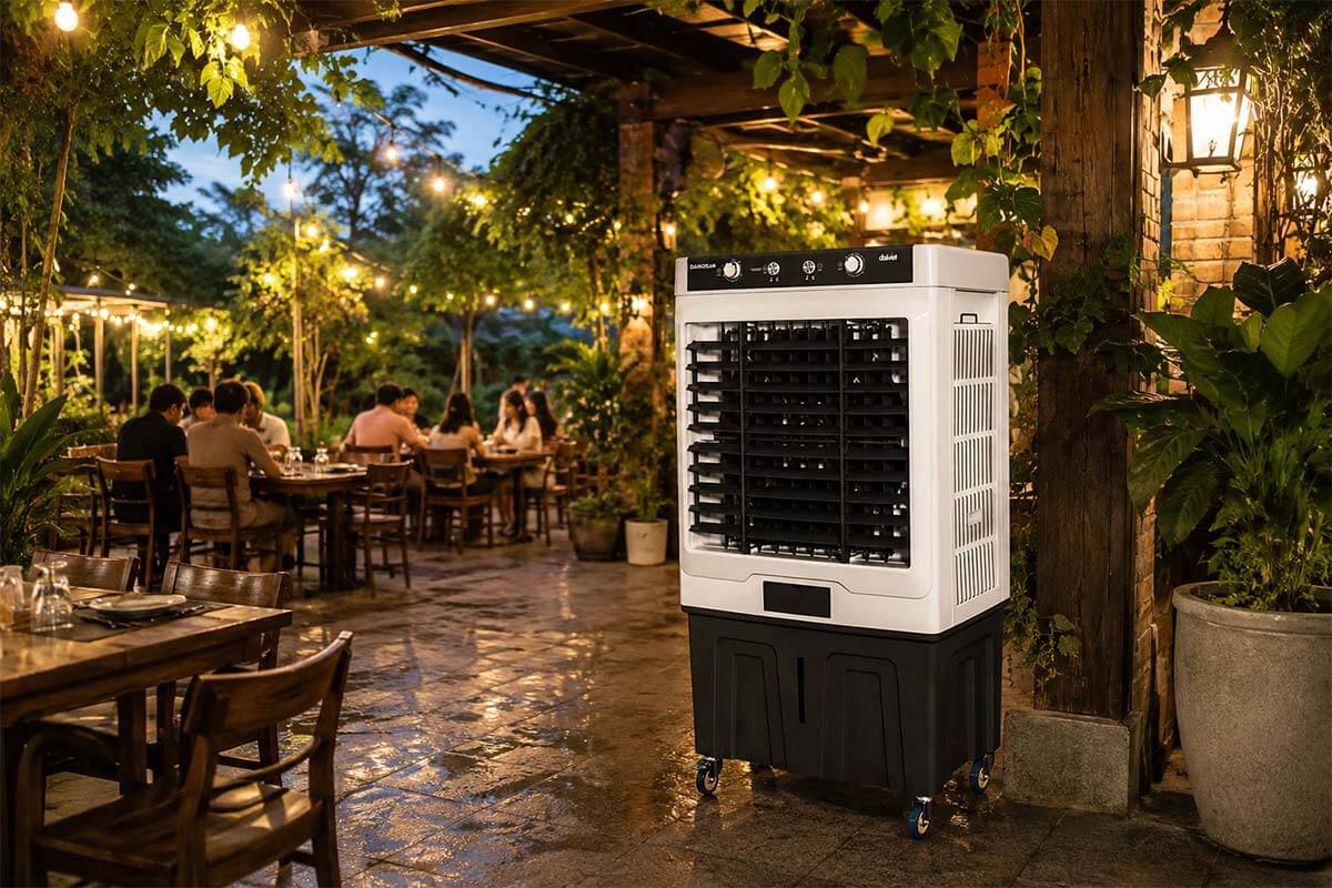 Daikiosan DM203 thuộc phân khúc quạt điều hòa công suất lớn, phù hợp cho nhiều không gian mở hoặc bán mở