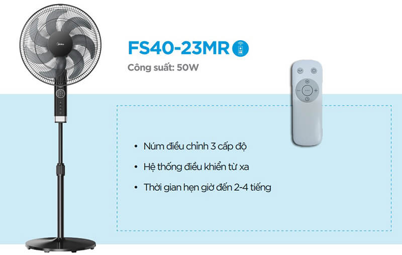 Quạt cây đứng Midea FS40-23MR 7 cánh có điều khiển