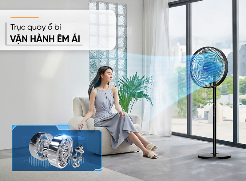 Quạt cây đứng 8 cánh Sunhouse SHD7346 trục ổ bi trơn tru