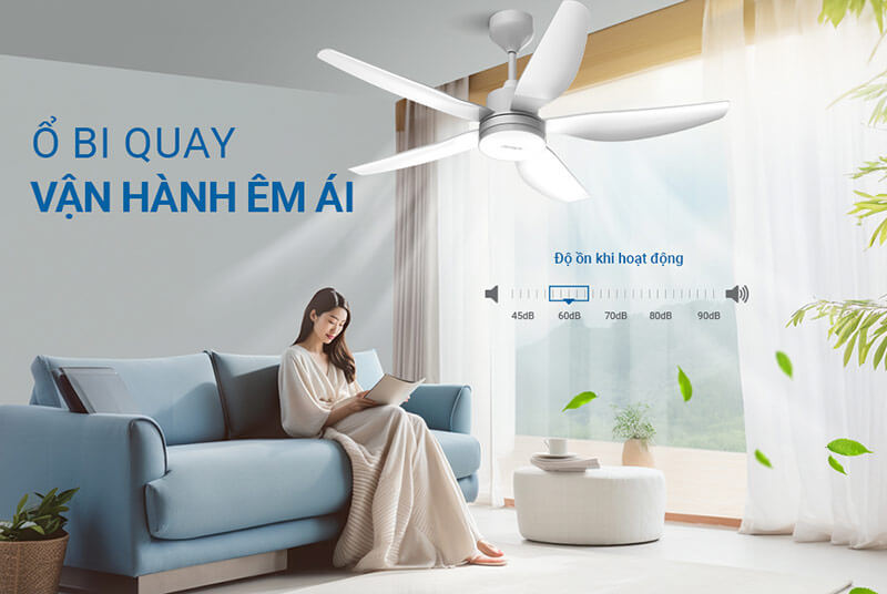 Quạt trần đèn Sunhouse Apex APF7686 ổ bi vận hành trơn tru