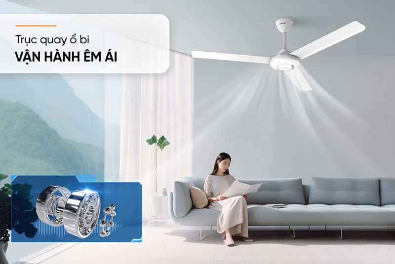 Quạt trần Sunhouse 3 cánh SHD7657 có ổ bi trơn tru êm ái