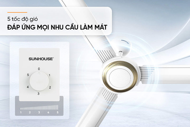 Quạt trần Sunhouse 3 cánh SHD7658 đáp ứng mọi nhu cầu làm mát