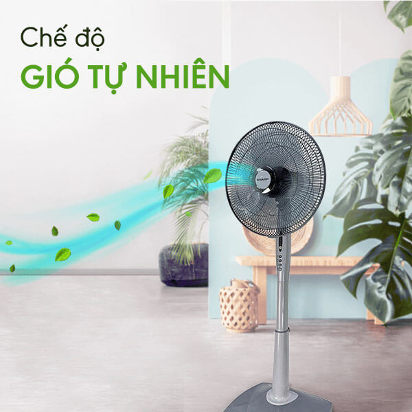 Quạt cây đứng Sharp PJ-S40RV-LG có chế độ gió tự nhiên