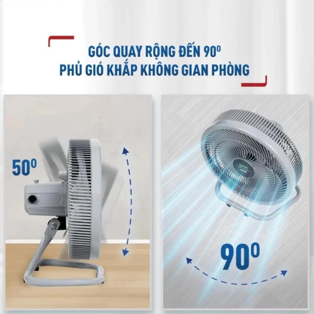 Quạt sàn Tefal VH686790 với góc quay rộng phủ gió khắp không gian