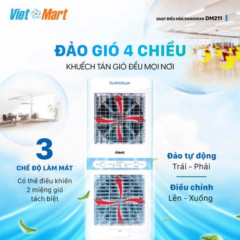Daikiosan Dm211 Đảo gió 4 chiều – Tăng phạm vi làm mát