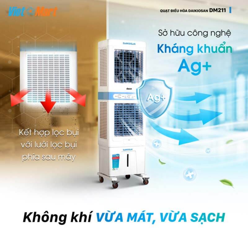 Daikiosan DM211 Công nghệ Ag+ khử mùi diệt khuẩn