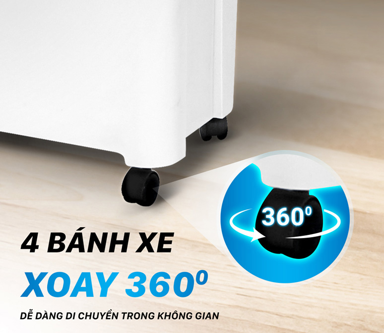 Bánh xe xoay 360 độ dễ dàng di chuyển