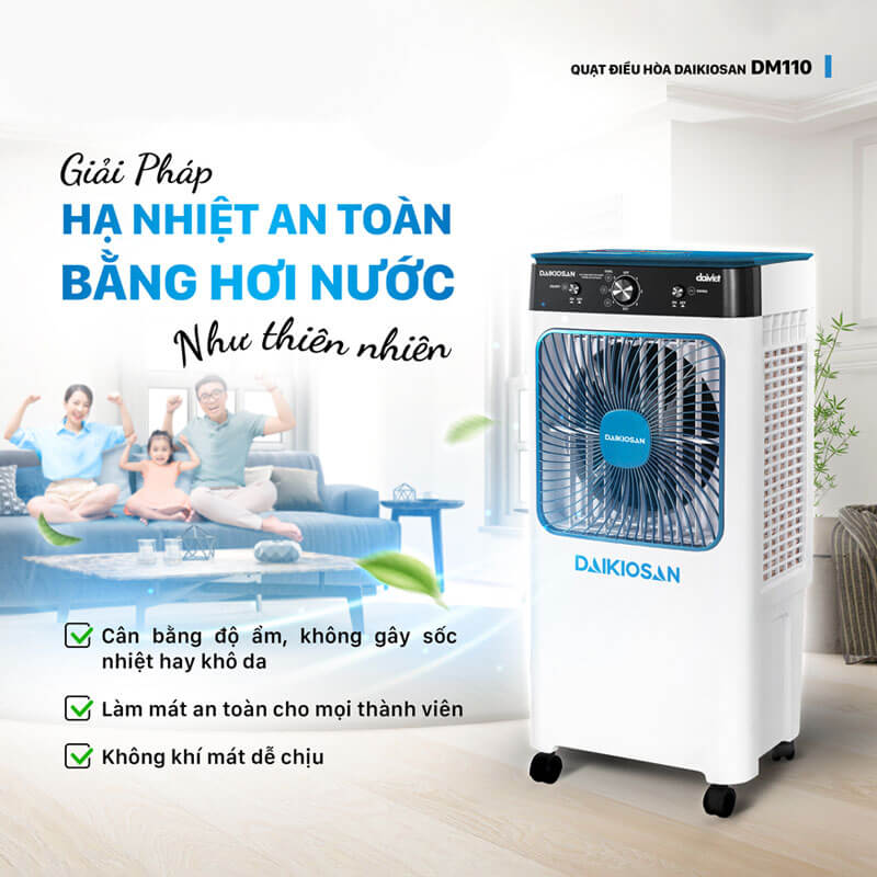 quạt làm mát Daikiosan DM110 thiết kế sang trọng hạ nhiệt nhanh 