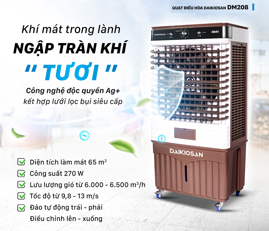 Quạt điều hòa hơi nước Daikiosan DM208 mang khí tươi đến với chúng ta