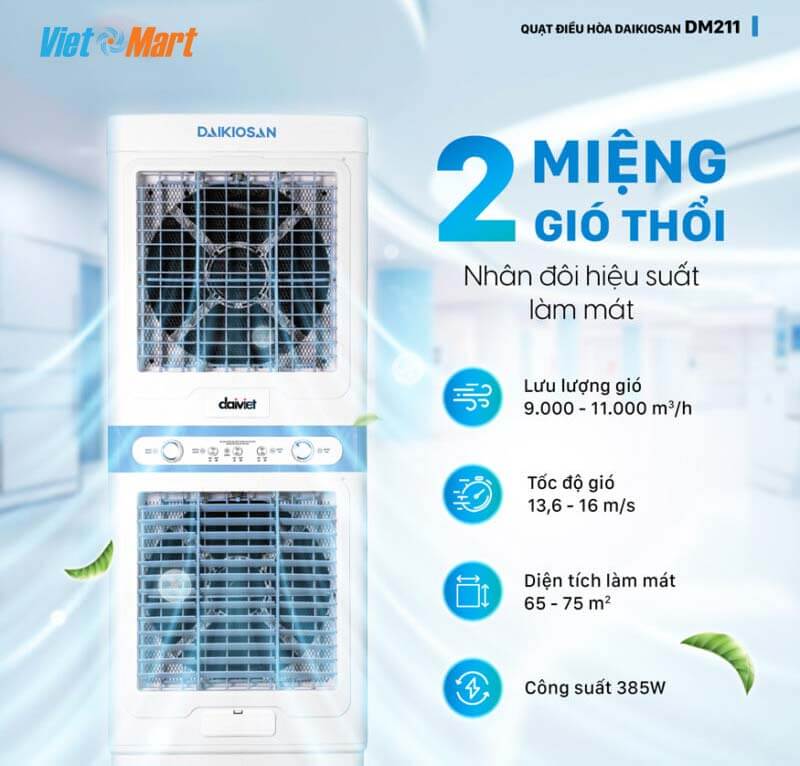 Daikiosan DM211 Thiết kế 2 tầng – 2 miệng ra gió độc đáo