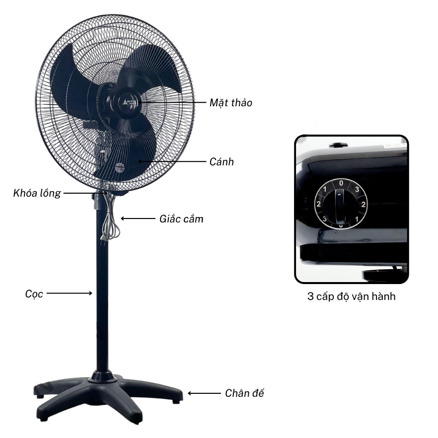 Quạt cây đứng công nghiệp Tico B6 110W sải cánh 500mm