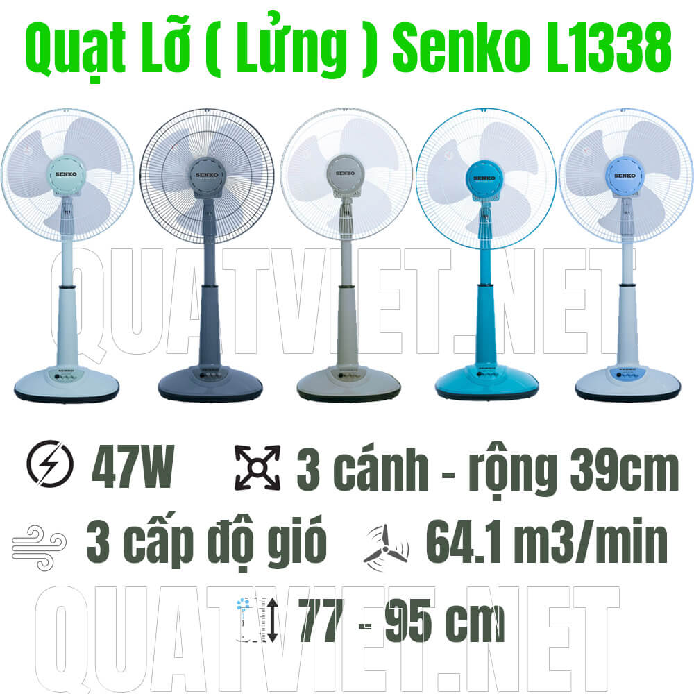 Quạt lửng Senko L1338 47W 3 cánh 39cm màu bắt mắt