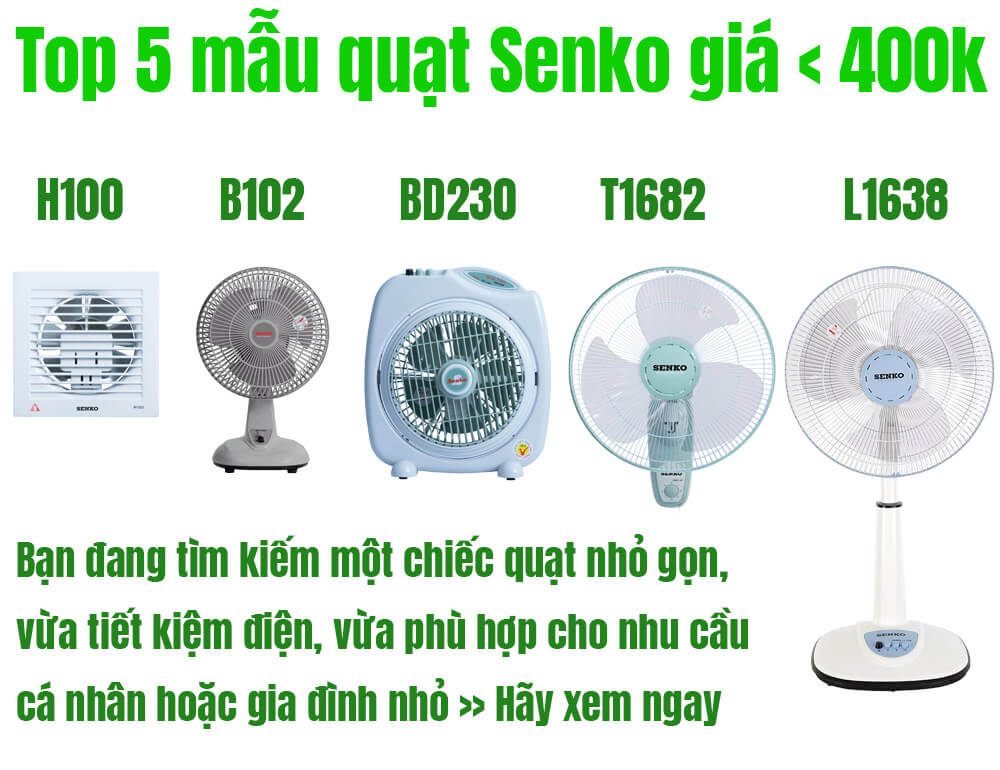 Top 5 mẫu quạt Senko nhỏ giá rẻ dưới 400k