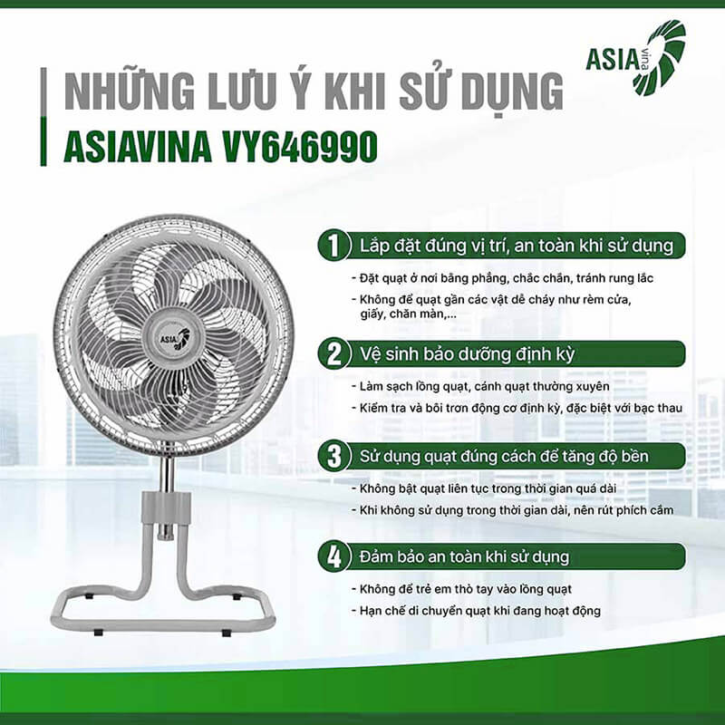 Lưu ý khi sử dụng quạt sàn rút Asia Turbo Max VY646990