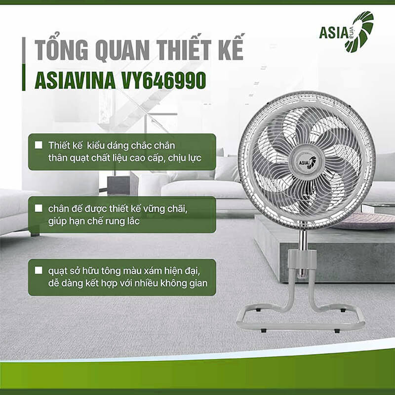 Tổng quan thiết kế của quạt sàn rút Asia Turbo Max VY646990