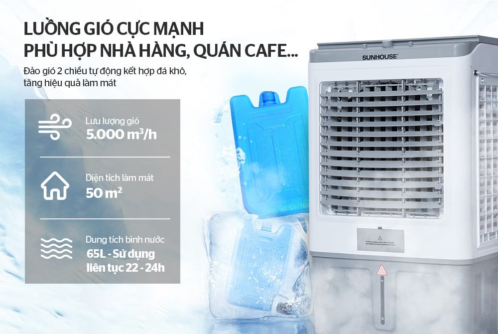 Luồng gió mạnh mẽ, phù hợp không gian lớn