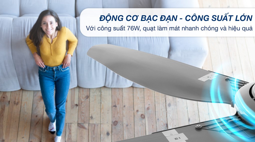 Động cơ bạc đạn mạnh mẽ, vận hành bền bỉ, êm ái