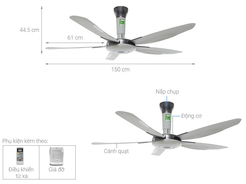Thông số kỹ thuật, mô tả quạt trần KDK Z60WS Nhật Bản