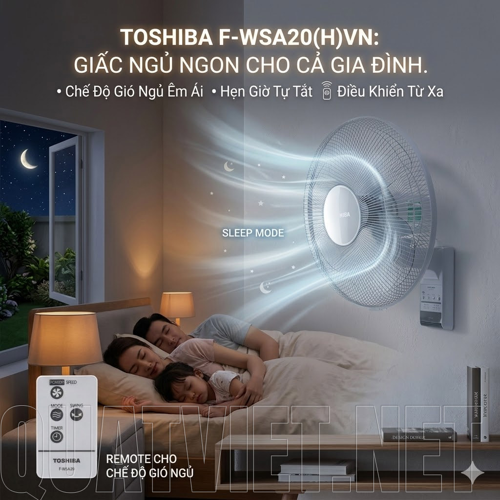 Quạt treo tường Toshiba F-WSA20(H)VN làm mát phòng ngủ