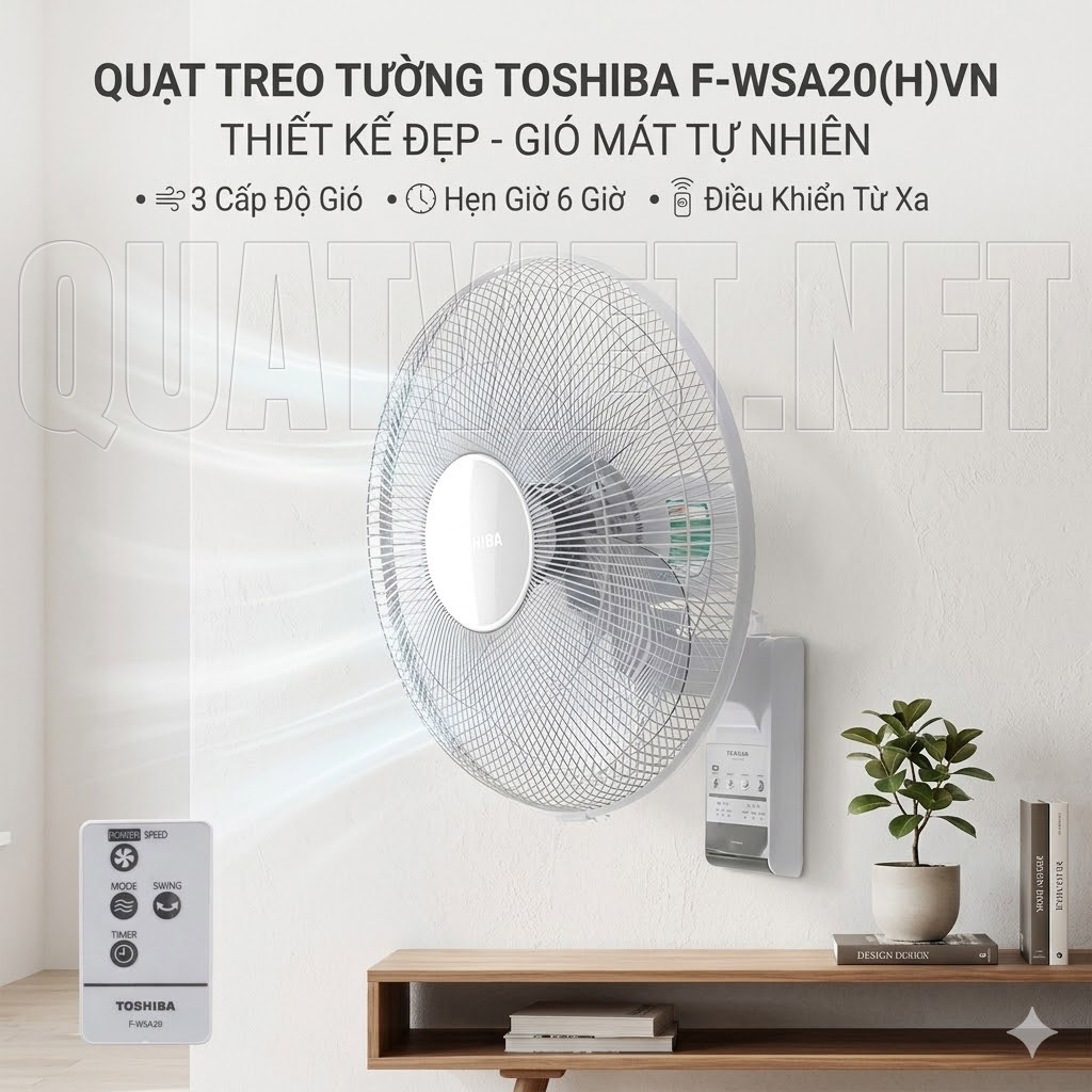 Quạt treo tường Toshiba F-WSA20(H)VN có điều khiển từ xa