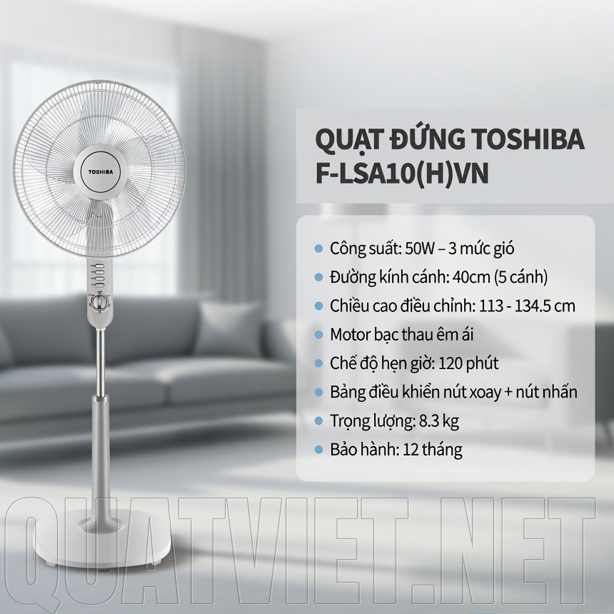 Thông số cơ bản của quạt cây đứng Toshiba F-LSA10(H)VN 
