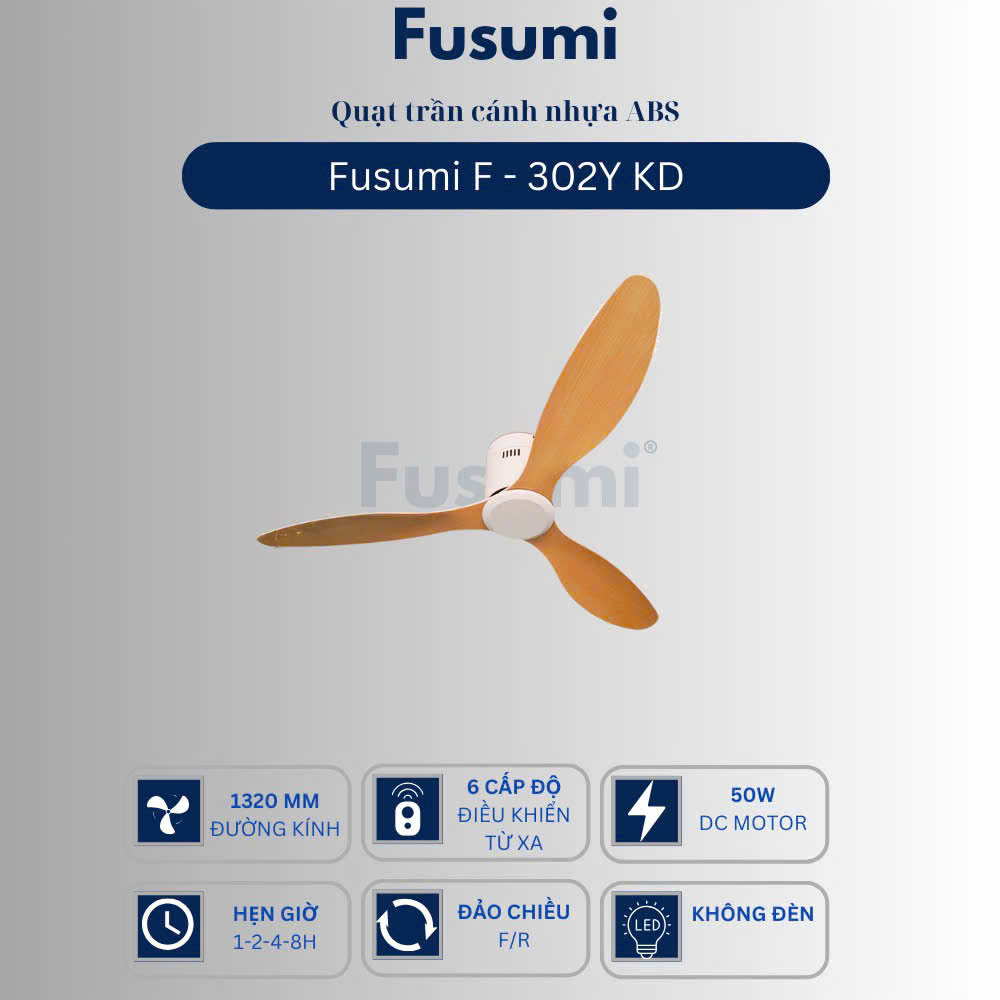 Quạt trần Fusumi F – 302Y KD 50W 3 cánh 1320mm