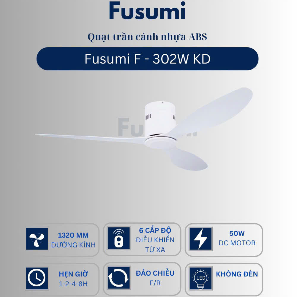 Quạt trần Fusumi F – 302W KD 50W 3 cánh 1320mm