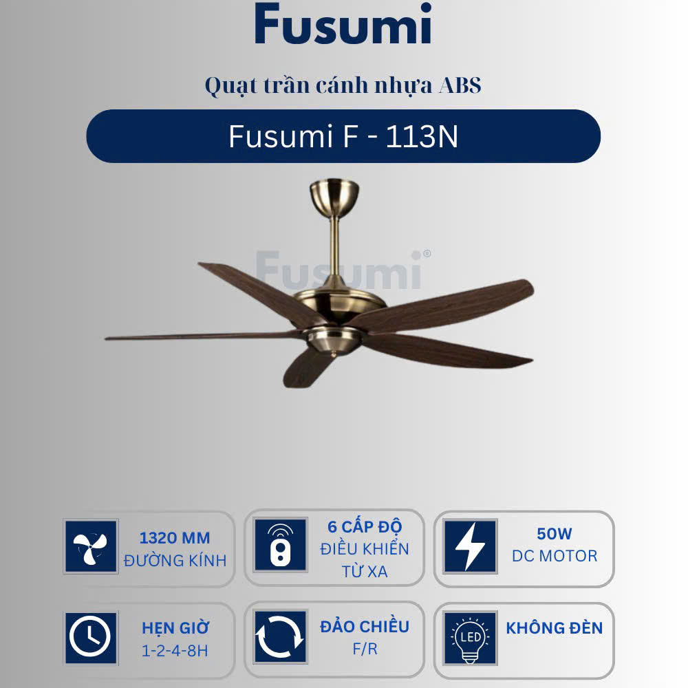 Quạt trần Fusumi F – 113N 50W 5 cánh 1320mm