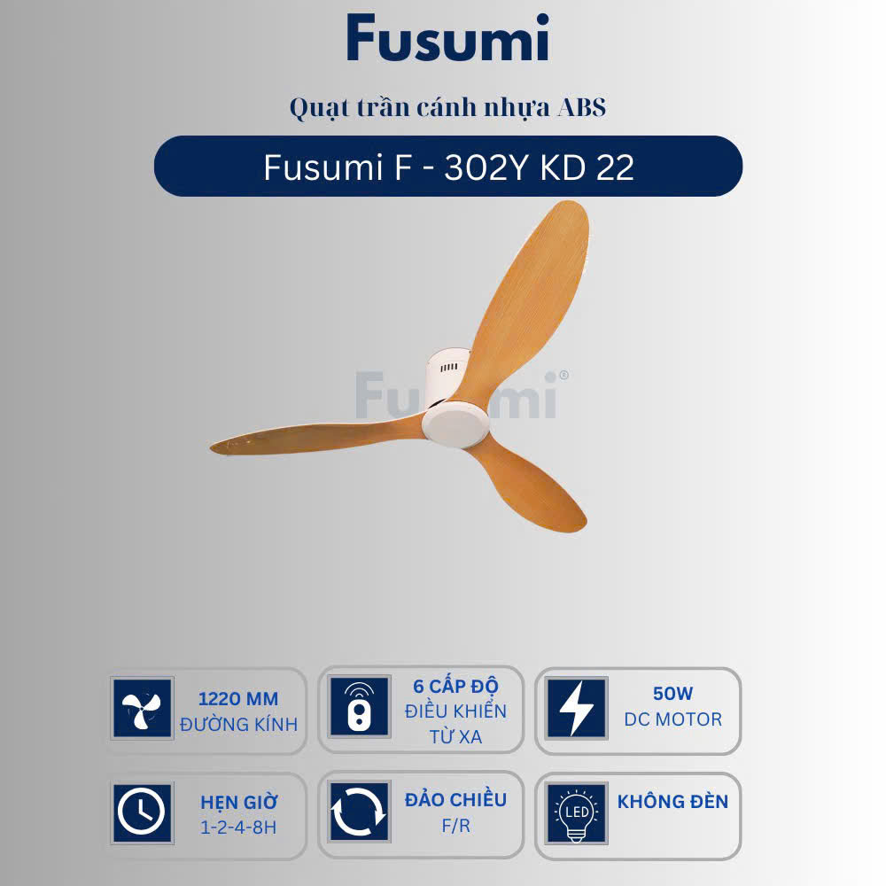 Quạt trần Fusumi F - 302Y KD 22 50W 3 cánh 1220mm