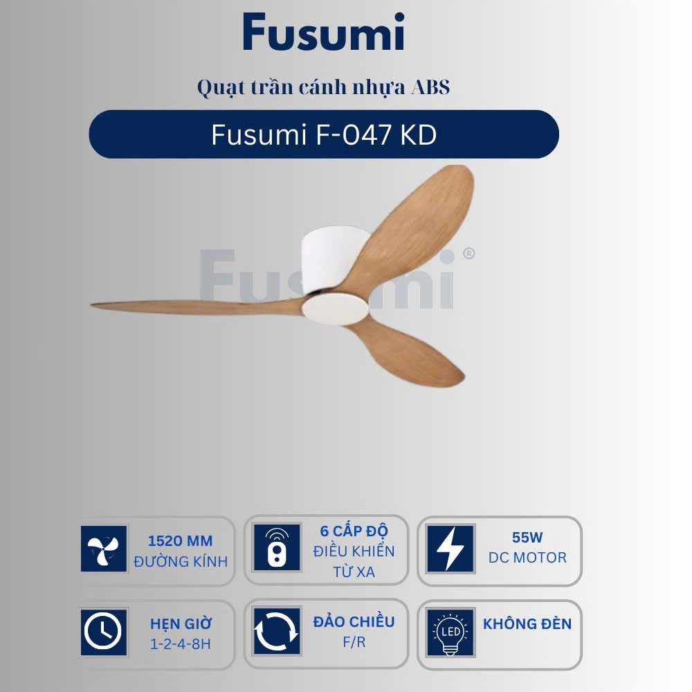 Quạt trần Fusumi F – 047 KD 55W 3 cánh 1520mm