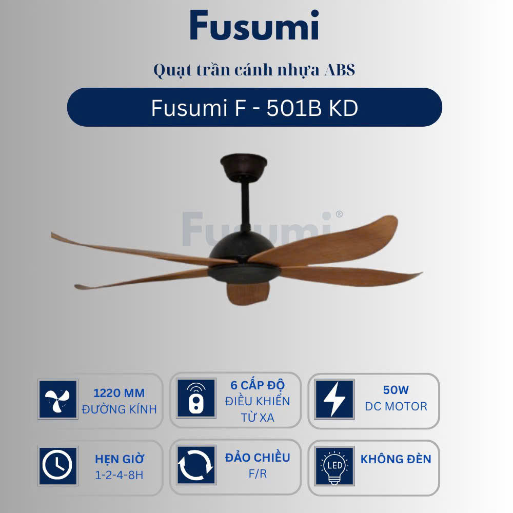 Quạt trần Fusumi F – 501B KD 50W 5 cánh 1220mm