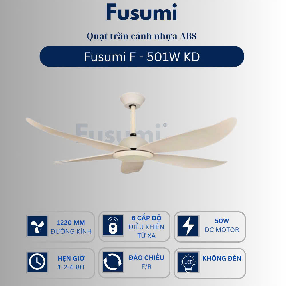 Quạt trần Fusumi F – 501W KD 50W 5 cánh 1220mm