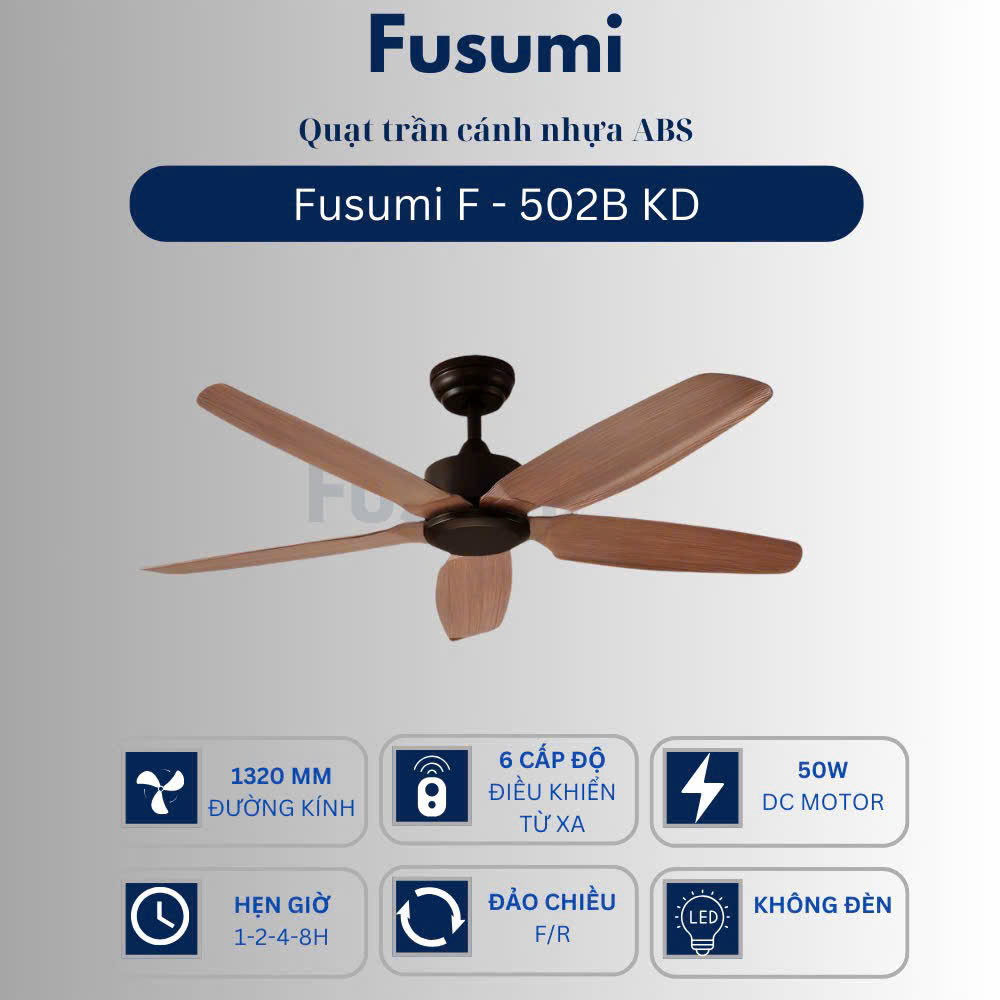 Quạt trần Fusumi F – 502B KD 50W 5 cánh 1320mm