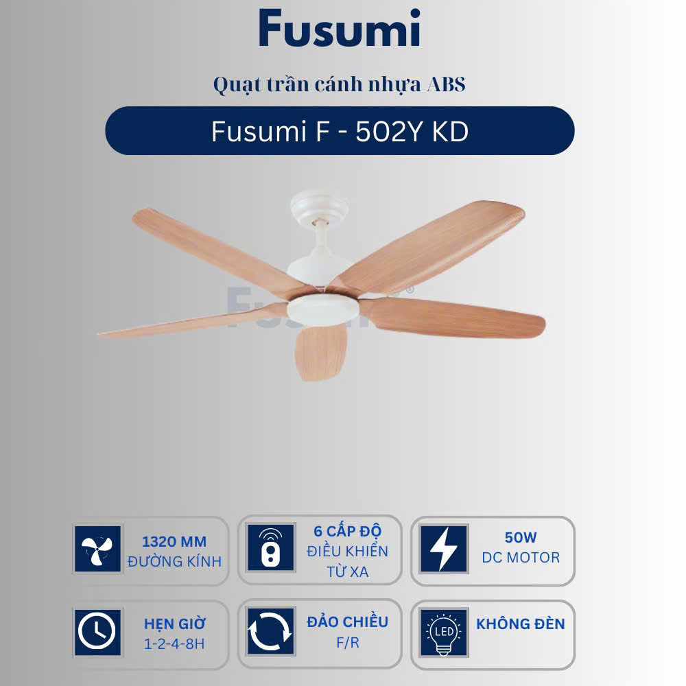 Quạt trần Fusumi F – 502Y KD 50W 5 cánh 1320mm