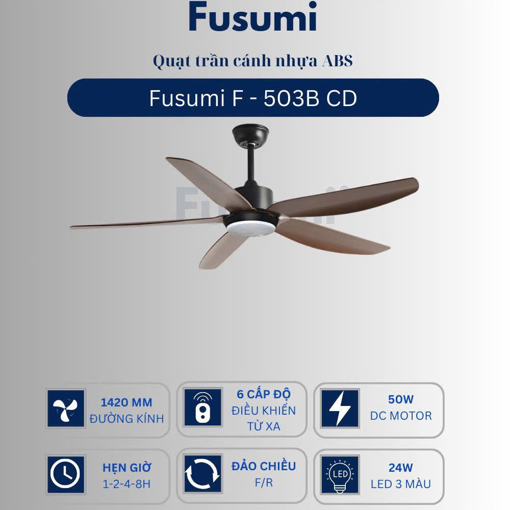 Quạt trần đèn Fusumi F – 503B CD 50W 5 cánh 1420mm