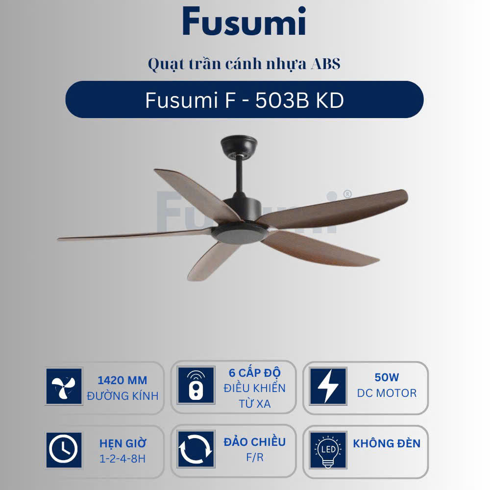 Quạt trần đèn Fusumi F – 503B KD 50W 5 cánh 1420mm