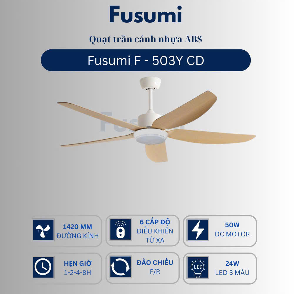 Quạt trần đèn Fusumi F – 503Y CD 50W 5 cánh 1420mm