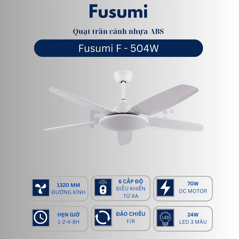 Quạt trần đèn Fusumi F – 504W 70W 5 cánh 1320mm