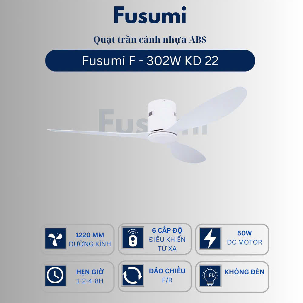 Quạt trần Fusumi F – 302W KD 22 50W 3 cánh 1220mm