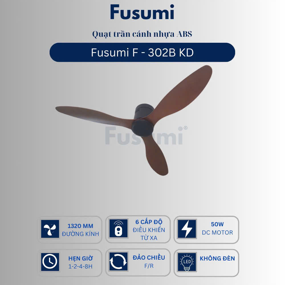 Quạt trần Fusumi F – 302B KD 50W 3 cánh 1320mm
