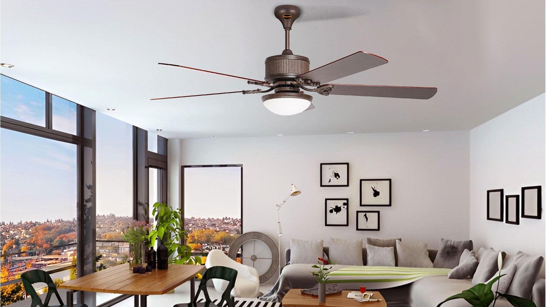 Quạt trần đèn Kaiyokukan Nhật Bản OKA-181-BA cánh 152cm