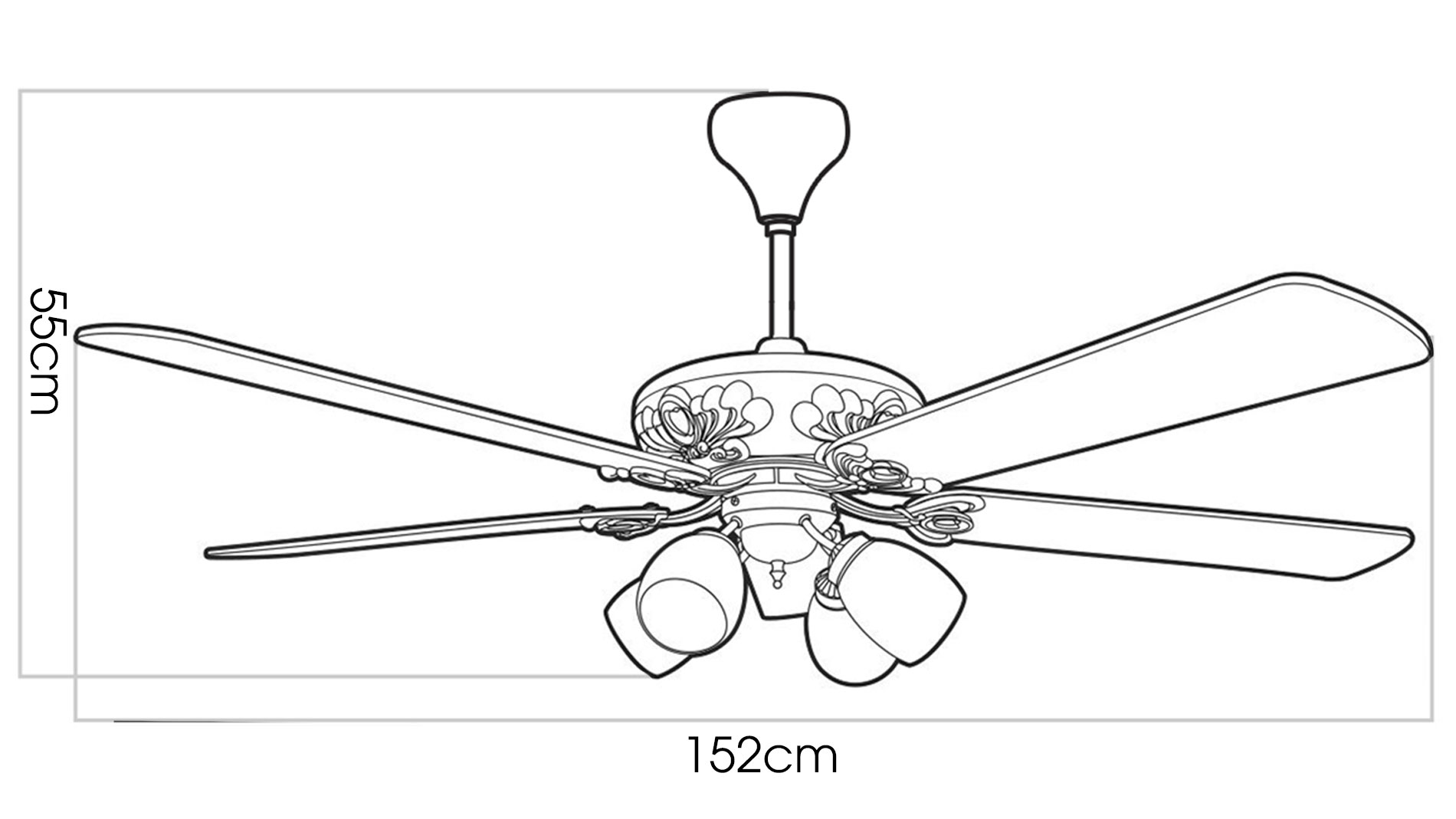 Thông số quạt trần đèn Kaiyokukan KIKU -3310 cánh 152cm