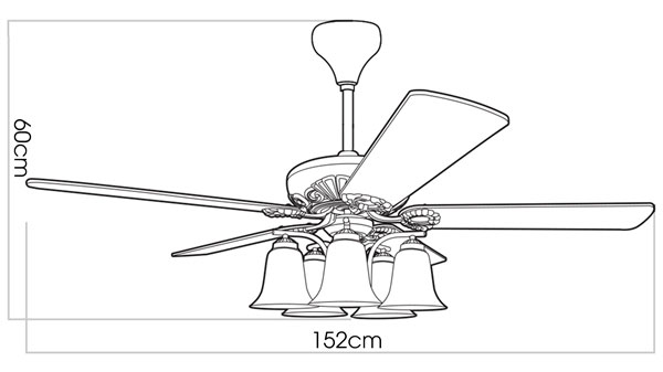 Thông số quạt trần đèn Kaiyokukan AKI-522-G 